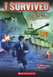 "I Survived The Nazi Invasion, 1944" book cover of a boy running from war