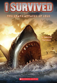 "I Survived The Shark Attacks of 1916" book cover of a shark
